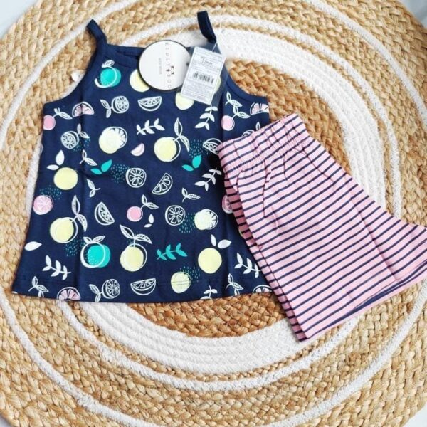 Girls Navy Blue Top & Bottom Set