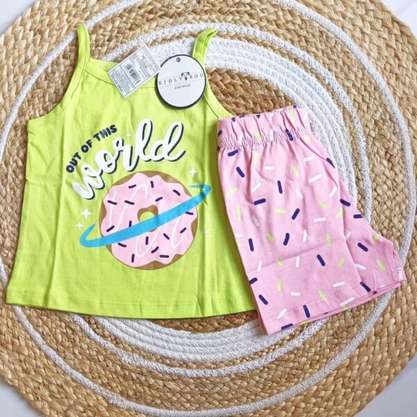 Girls Donut Print Top & Bottom Set