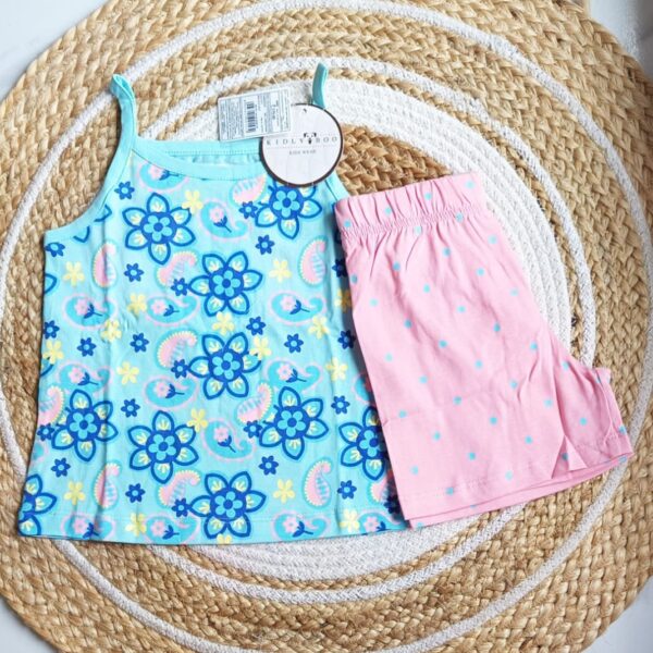 Girls Blue Floral Top & Bottom Set