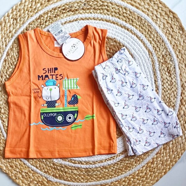 Boys Ship Mates Print Top & Bottom Set