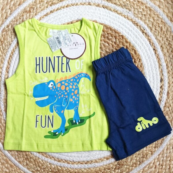 Boys Dino – Hunter Fun Print Top & Bottom Set