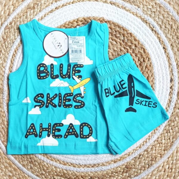 Boys Blue Skies Print Top & Bottom Set