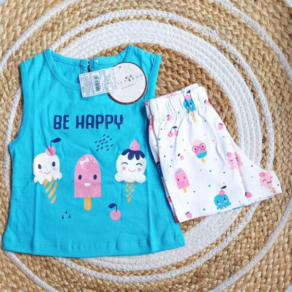 Unisex Icecream Print Top & Bottom Set