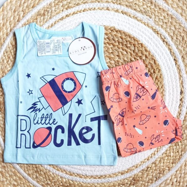 Boys Rocket Print Top & Bottom Set