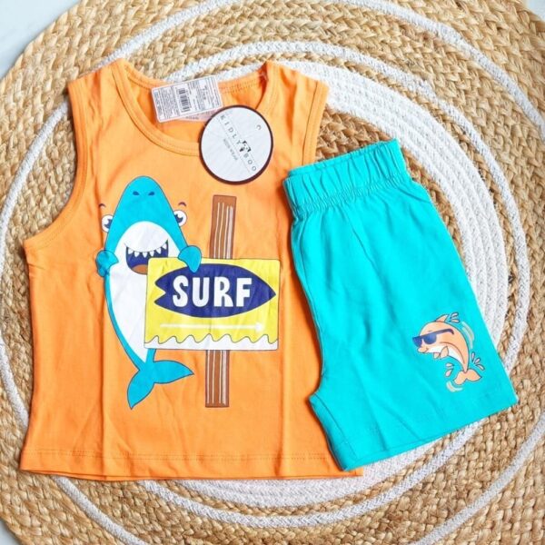 Boys Shark Print Top & Bottom Set