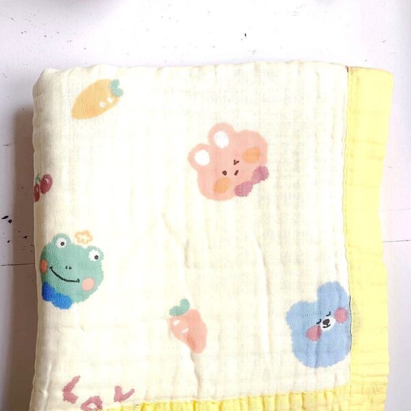 Colored Muslin Crinkled 6 Layered Blankets (110*100 cm)
