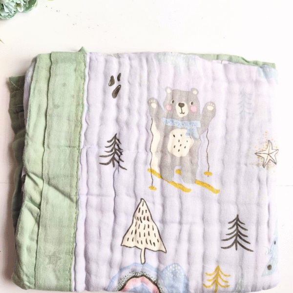 Colored Muslin Crinkled 5 Layered Blankets (110*100 cm)