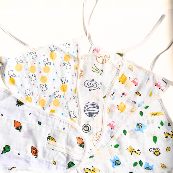 Pack of 5 Two Layered Muslin Nappies (Affordable Range) – Random Prints (0 – 3 Months)
