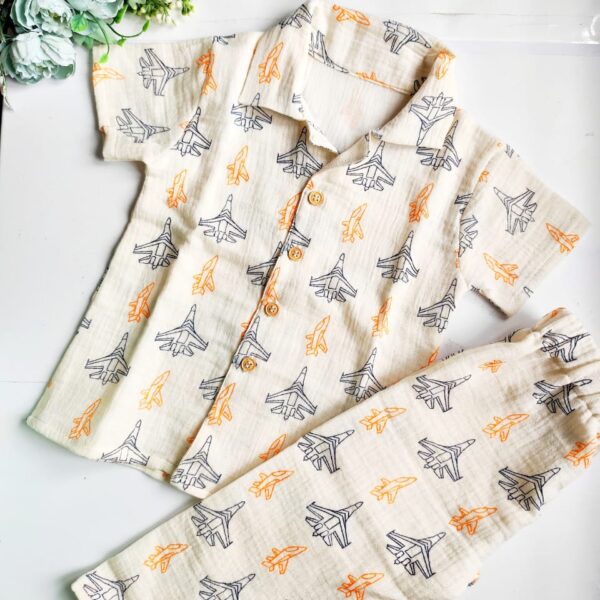 Exclusive Muslin Night Suit – Airplane Print
