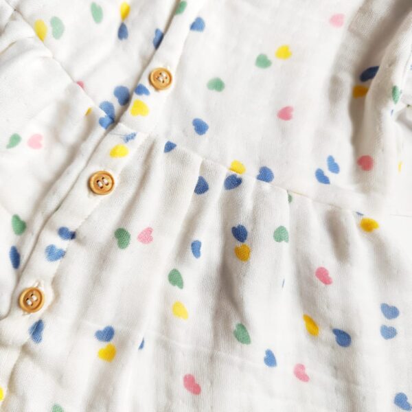 Exclusive Muslin Frill Hand Frock – Hearts Print