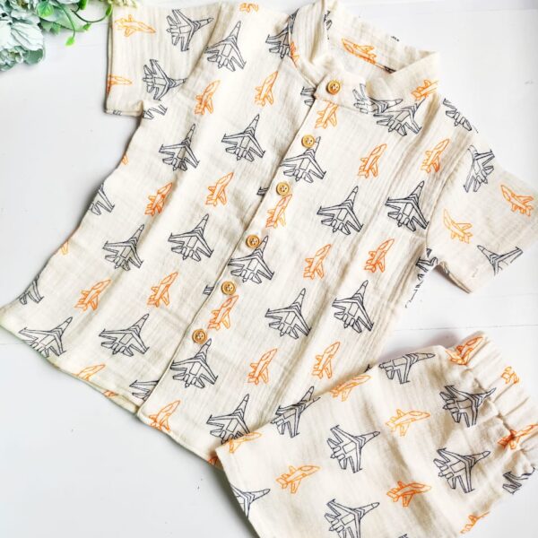 Exclusive Muslin Co-ord Set – Airplane Print