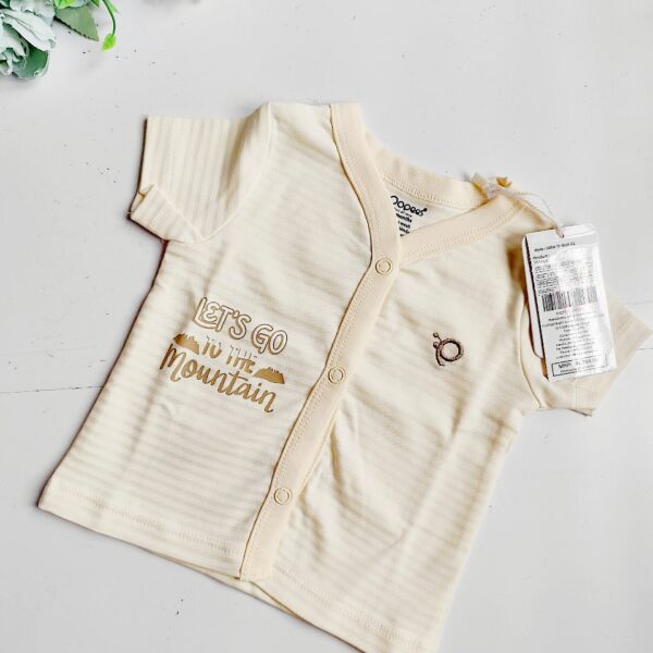 Cotton Peach Striped Jabla - Lets go to the Mountain Print