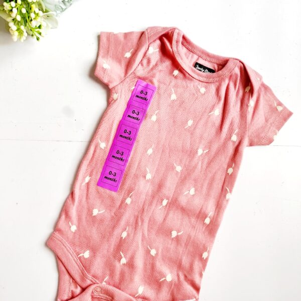 Onesies (0 - 3 Months) - Pink Tulip Print