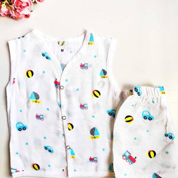 Muslin White Co-Ord Sets – Ball Print