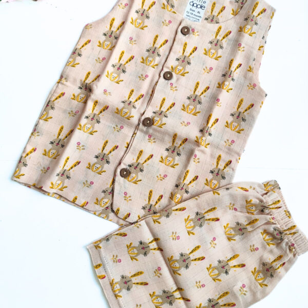 Muslin Sleeveless Co Ord Set – Bunny Print