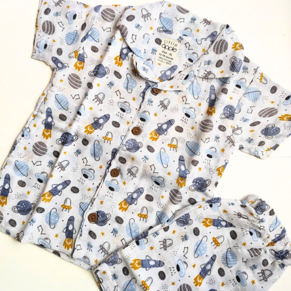 Muslin Collared Co Ord Set – Space Print