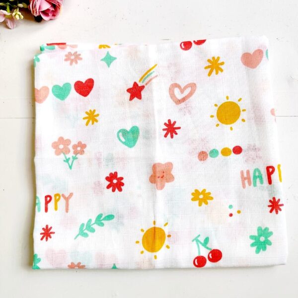 Muslin Bath Towels – Happy Print (70*145 cm)