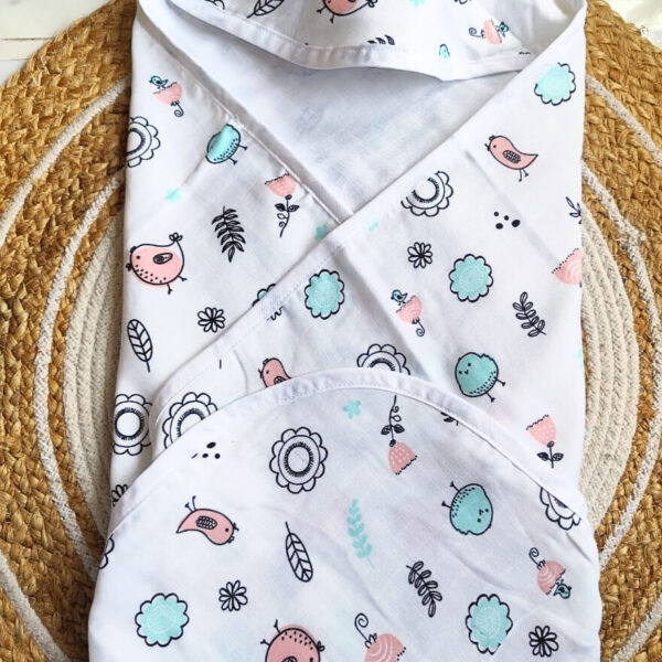 Muslin Hooded Towel - Bird Print