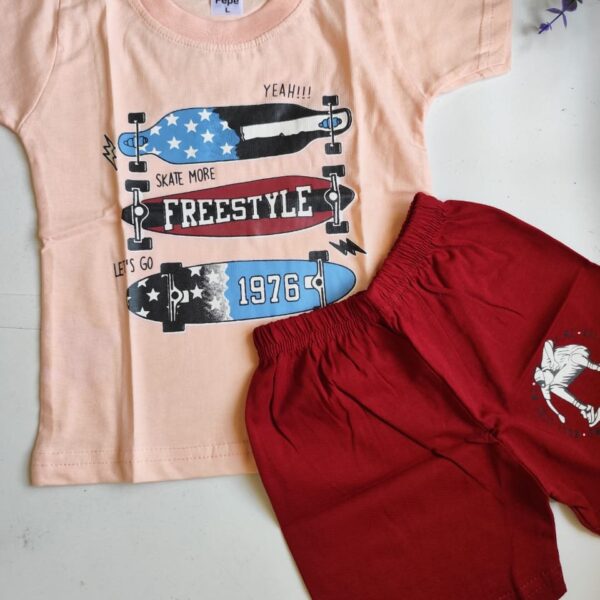 FreeStyle Print Top & Bottom Set – Peach