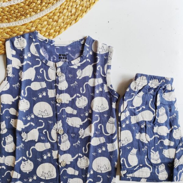 Cat Print Muslin Co Ord Set