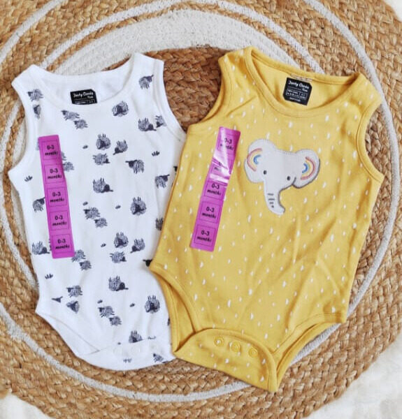 Pack of 2 Sleeveless Onesies (0 – 3 Months)