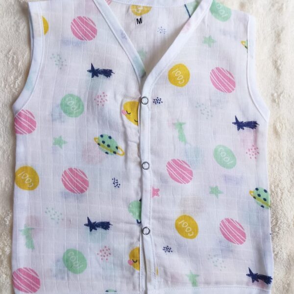 White Printed Muslin Jablas (6 – 12 Months)