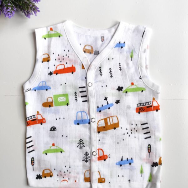 White Printed Muslin Jablas (6 – 12 Months)