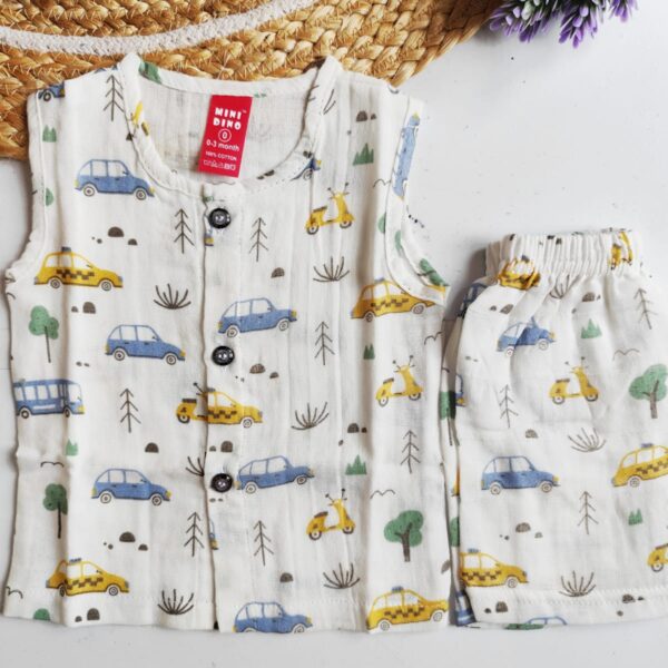 Cars Muslin Co Ord Set – New Born Size