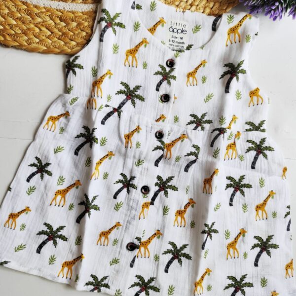 Printed Muslin Frock – Giraffe Print