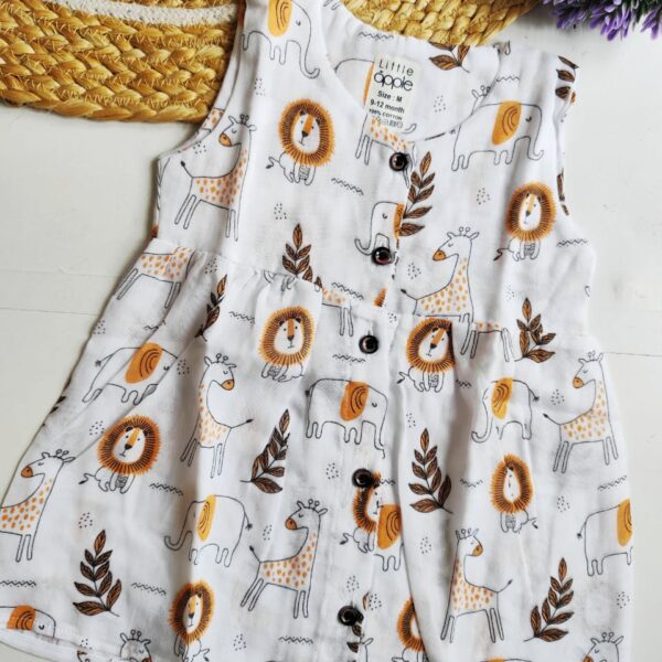 Printed Muslin Frock – Animals Print