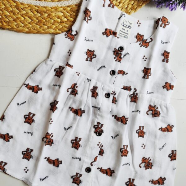 Printed Muslin Frock – Cat Print