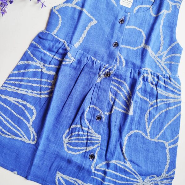 Printed Muslin Frock – Blue