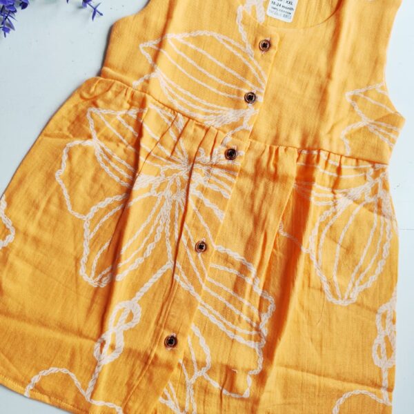 Printed Muslin Frock – Light Orange
