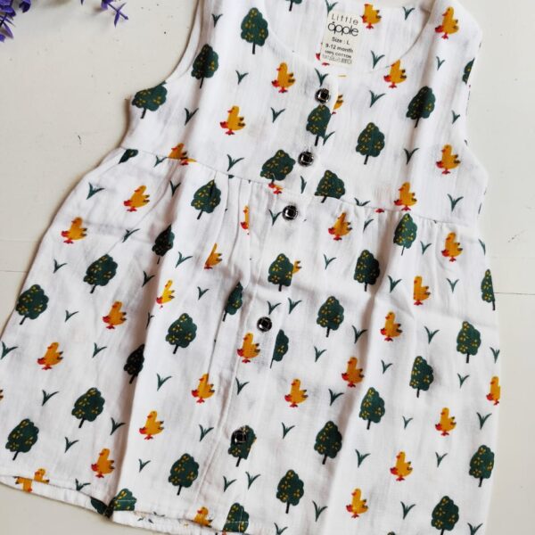 Printed Muslin Frock – Bird Print