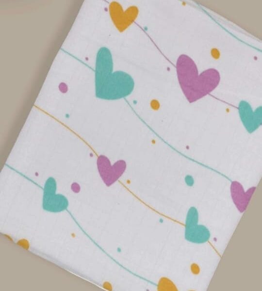 Muslin Bath Towels - Hearts Print (70*145 cm)